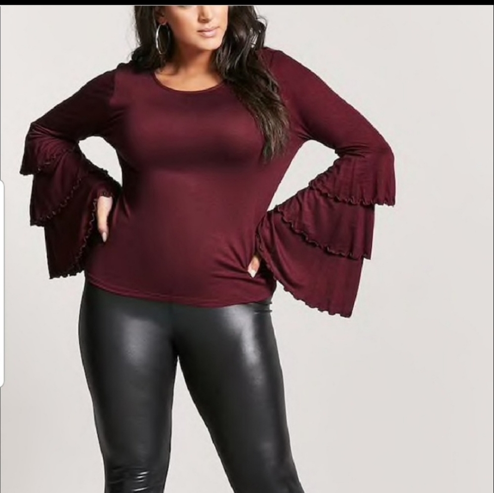 Burgundy bell sleeve top